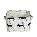 Small Foldable Storage Basket Canvas Fabric Waterproof Organizer Collapsible and Convenient for Nursery Babies Room 100% Cotton with Handle (Cat)