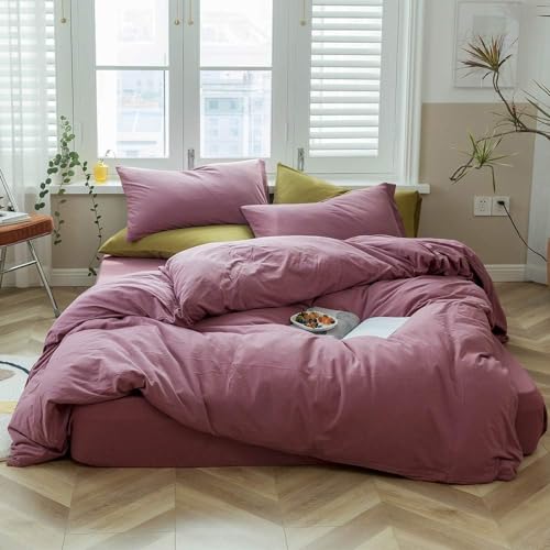 Hotel Quality Purple Knit Cotton Duvet Cover Set - King Size with 2 Pillowcases, Luxurious Modern Style, Soft Comforter
