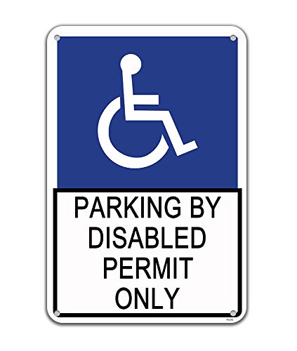 Easy to Read Handicap Parking Disabled Permit Only with Symbol Disabled Wheelchair Weatherproof Durable Metal Tin 8x12 Inches for Business Outside Parking Lot Warning Safety Signals - Thumbnail 5