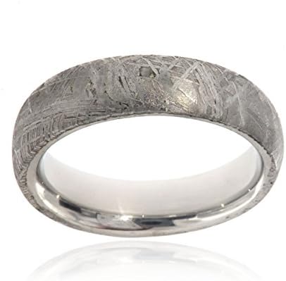 Authentic Gibeon Meteorite Ring 6mm Comfort-Fit Cobalt Chrome Band Jewelry