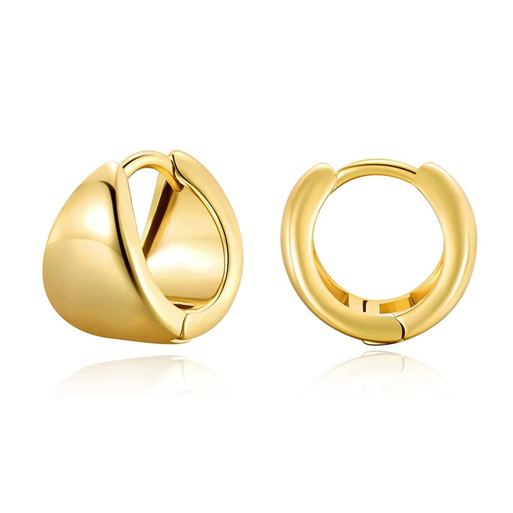 Small Thick Hoop Earrings, 14K Gold Plated, Delicate Hoop Earrings for Cartilage, Small Hoop Earrings for Women, 14K Gold Plated, 14K Gold Plated