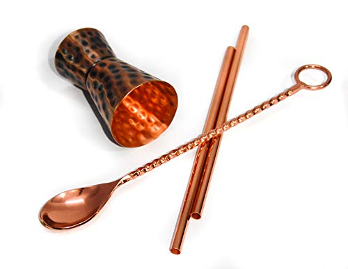 Cretoni Copperlin Antik gehämmerter Moscow Mule Handcrafted 473 ml Classic Cups Set of 2 with Bonus 2 Copper Straws… – Bild 4