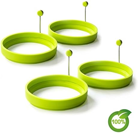 Silicone Egg Ring Nonstick Fried Egg Mold Egg Pancake Mold Kitchen Pancake Rings FDA-approved and 100% BPA-free（4-pack）