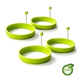 Silicone Egg Ring Nonstick Fried Egg Mold Egg Pancake Mold Kitchen Pancake Rings FDA-approved and 100% BPA-free（4-pack）
