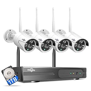 [Expandable 8CH,2K] Hiseeu Wireless Security Camera System with 1TB Hard Drive with One-Way Audio,8 Channel NVR 4Pcs…