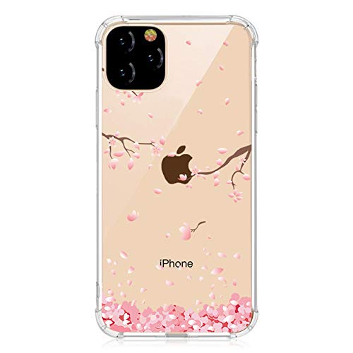 Halnziye Compatible with iPhone 11 Cases - Flexible Slim Clear Silicone Cover Cases for iPhone 11 6.1 Inch 2019 (Cherry Blossoms)