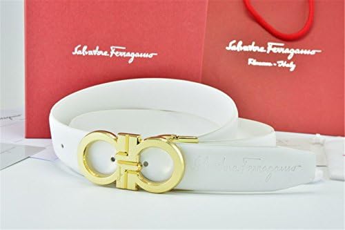 Gold Buckle White Leather Ferragamo Belt