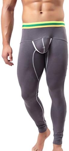 WOCACHI Men Men's Baselayer Underwear Winter Warm Cotton Legging Pants Thermal Sexy Trousers