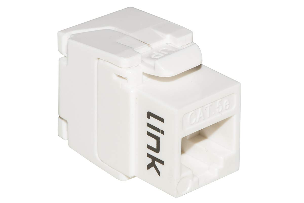 LINK KEYSTONE JACK RJ45 CAT. 5E UTP TOOLESS WHITE GOLD CONTACTS 50 MICRON