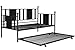 Daybed with Trundle/No Box Spring Required/Premium Sturdy Slats w/Rich Jet Black Finish/Modern Space Saving Design/Day Bed and Roll Out Trundle Accommodate Twin Size Mattress/Ships in 1 Box