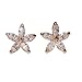 Gold Tone Crystal Stud Earrings - Cute Flower Design Bling!! - Made with Clear Cubic Zirconia Crystals E154