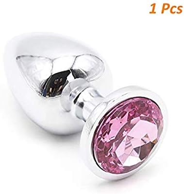 Pink Stainless Steel Pl-ugs Round Shaped Jeweled Design Plug Anale Seoy Stimulation Toys