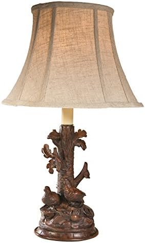 LodgeandCabins 2 Quail Lamp, Brushed Wood