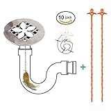 WEBSUN Shower Drain Hair Catcher 10 Pack with EXTRA 2PC Snake Hair Drain Clog Remover - Never Clean a Clogged Drain Again