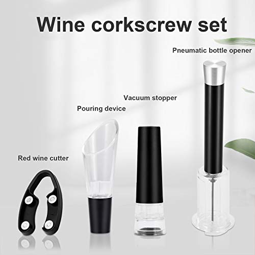 Haolide Wine Air Pressure Opener Six Set, Needle Wine Bottle Opener Accessories Tool Kit with Aerator Pourer,Foil Cutter,Vacuum Stopper,Elegant Wine Gift Box