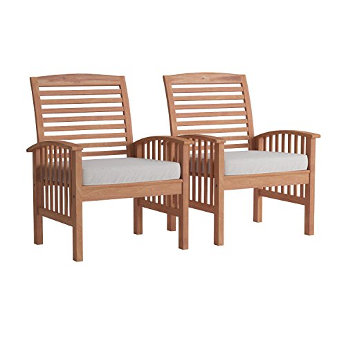 Walker Edison Rendezvous Modern 2 Piece Solid Acacia Wood Slat Back