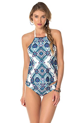 Becca by Rebecca Virtue Women's Inspired Print High Neck Halter Tankini Top