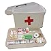 Decor Hut First Aid Kit with Clear cover, Black Handles Removable Inner Tray 7 Slot Organizer for Band Aid & Creams Sewing and Fishing Kit Supplies Organizer