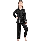 DF-deals Girls Boys Kids Silk Satin Pajamas Set Button-Down Clothes Long Sleeve Loungewear Sleepwear PJS