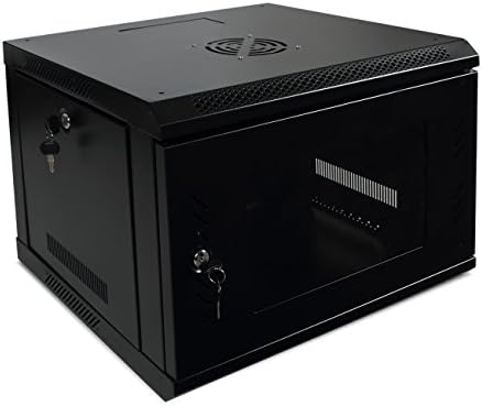 Onebigoutlet 6U Wall Mount Network Server Data Cabinet Enclosure Rack Glass Door Locking with Key (Black)