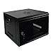 Makom 6U Wall Mount Network Server Data Cabinet Enclosure Rack Glass Door Wallmount Locking with Key Set (Black)