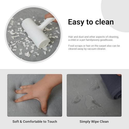 LIWEGHT Grey 2 CM Thick Baby Play Mat, Nursery Area Rug Coral Velvet Crawling Rugs for Toddler Children Play Mat Yoga Mat Exercise Pads Carpet, Home Decor for Nursery, Kids Bedroom, 200 * 200cm