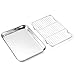 Baking Sheet with Wire Rack, Cookie Sheet Baking Pan Toaster Oven Tray with Cooling Rack, Stainless Steel Eighth Sheet Pan with Rack 9' x 7' x 1', Healthy & Non Stick & Dishwasher Safe