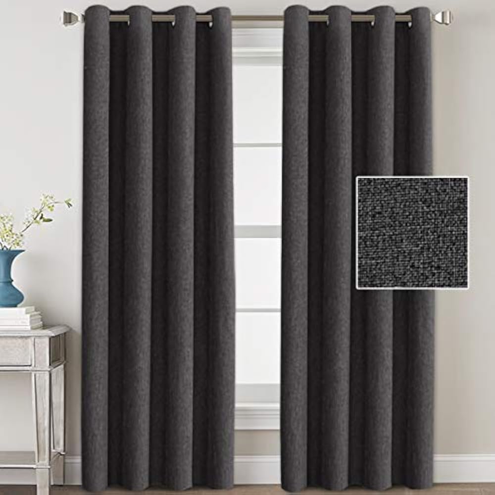 H.VERSAILTEX Linen Blackout Curtains 84 Inches Long Room Darkening