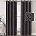 H.VERSAILTEX Linen Blackout Curtains 108 Inches Long for Bedroom/Living Room Thermal Insulated Grommet Curtain Primitive Textured Linen Burlap Effect Window Draperies 2 Panels - Heather Charcoal Gray
