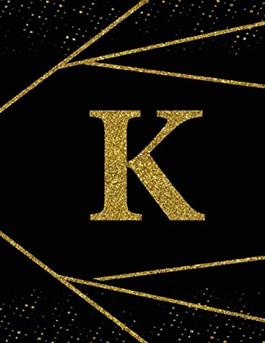 K : Initial Monogram Letter K Notebook for Girls & Women: Beautiful Golden College Lined Journal, Notebook, Diary, Composition Large (8.5" x 11") with 110 Pages