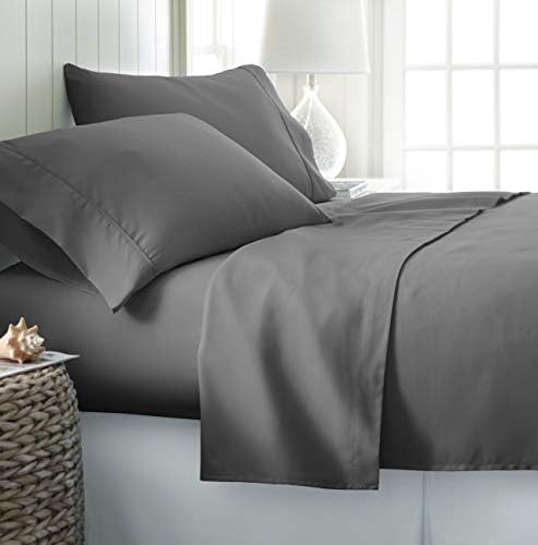 Authentic Heavy Quality Sheet Set Solid Egyptian Cotton Bed Sheet Set Fits Mattress 25-26" Inch Deep Pockets King, Elephant Grey