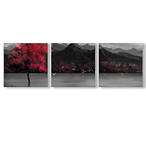 Canvas Wall Art Abstract Cloud Tree Pictures Home Wall Decorations for Bedroom Living Room Oil Paintings Canvas Prints Framed - 12"x12"x3 Panels