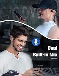 Aimus i11 Auriculares True Bluetooth 5.0 inalámbricos, protección IPX5, conexión automática, 16 horas de tiempo de reproducción, Hi Fi estéreo con micrófono integrado y funda de carga