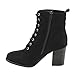 Beston GF08 Women's Lace Up Side Zip Block High Heel Combat Ankle Booties