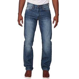 ENZO Mens Regular Fit Straight Fit Denim Blue Jeans Pants All Waist Leg Sizes