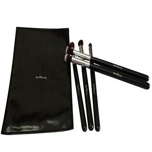 Eye Makeup Brushes Kit Set with FREE Cosmetic Leather Pouch – Mini Kabuki Concealer Stippling Flat, Angled Round, Concealer Tapered, Eye shadow Primer Round, Contouring Angled Flat