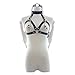 Agoky Women's Faux Leather Harness Collar Cupless Bra Open Mouth 2 Pcs Lingerie Set Role Play Costumes