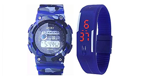 digital blue watch