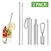 2 Pack Collapsible Reusable Straw, Foldable Stainless Steel Metal Straw with Carry Case & Cleaning Brush, Keychain Portable Drinking Straw Set for Travel