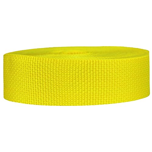 Strapworks Lightweight Polypropylene Webbing - Poly Strapping for Outdoor DIY Gear Repair, Pet Collars, Crafts – 1.5 Inch x 50 Yards - Yellow
