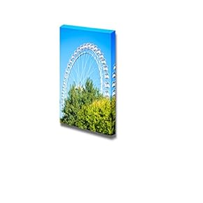 Canvas Prints Wall Art - Beautiful Scenery/Landscape White Ferris Wheel Against Blue Sky | Modern Wall Decor/Home Decoration Stretched Gallery Canvas Wrap Giclee Print & Ready to Hang - 18" x 12"