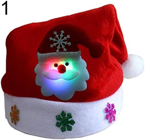 Christmas Supplies,Merry Christmas Adult Kid LED Light Up Cap Santa Claus Snowman Elk Hat Xmas Gift