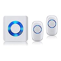 Penck Wireless Doorbell, Caregiver Call Button Wireless Nurse Call Alert System with 1 Plug-In Receiver and 2 Waterproof Push Buttons Transmitters Operating at 500-Feet, Adjustable Volume, 52 Chimes