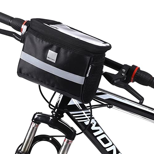 WOZINSKY Borsa da manubrio impermeabile con pratica finestra Touch Screen per smartohone facile da fissare mountain bike city bike gita in bici capiente 2L