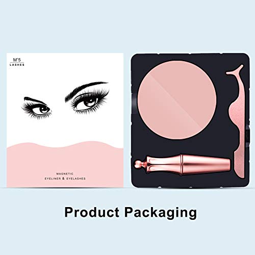 JUNING Upgraded Strong Magnetic Eyelashes with Magnetic Eyeliner Enhanced Waterproof Natural Reusable 3D Magnet Silk False Eyelash Kit withTweezers and Mirror Case