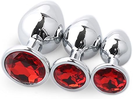 3PCS Round-Shaped Smooth Steel with Jewelry Design Sexy Stimulation Toys (Red)