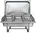 TigerChef 8 Quart Full Size Stainless Steel Chafer with Cool-Touch Plastic Handle (1, Full Size with 1/3rd Inserts)