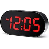 Plumeet Digital LED Alarm Clock with Dimmer and Snooze, 2 Level Alarm Volume Optional, Large Red Digit Display Bedside Clocks with USB Port Phone Charger, Simple Operation (Red)