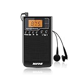 AM FM Radio - Portable Radio with Alarm Clock and Sleep Timer, Digital Tuning Stereo Radio with 3.5mm Headphone Jack for Walking Jogging Gym Camping (Black)