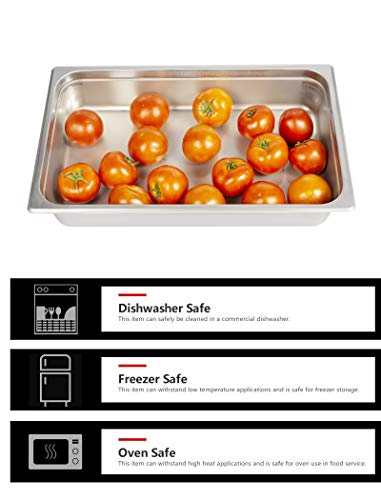 Steam Table Pan Full Size 4 inch, Hotel Pans Stainless Steel 6 Pack, ATOSA A2004 Buffet Food Pans Sets